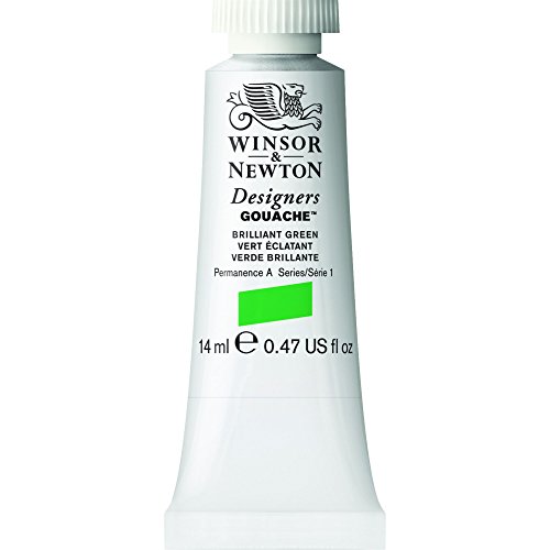 Winsor & Newton 605046 Designer Gouache - Brillantgrün, 14ml Tube - matte deckende Gouachefarben, Ideal für Gouachemalerei, Brillante, lichtechte Farben mit großer Deckkraft von Winsor & Newton