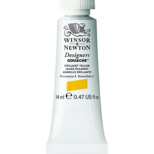 Winsor & Newton 605055 Designer Gouache - Brillantgelb, 14ml Tube - matte deckende Gouachefarben, Ideal für Gouachemalerei, Brillante, lichtechte Farben mit großer Deckkraft von Winsor & Newton