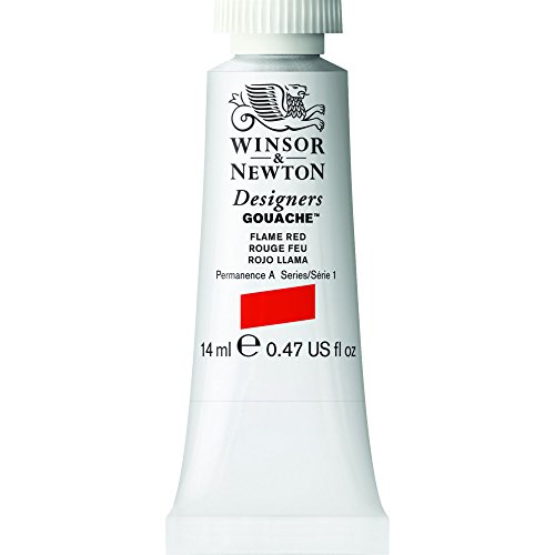 Winsor & Newton 605249 Designer Gouache - Flammenrot, 14ml Tube - matte deckende Gouachefarben, Ideal für Gouachemalerei, Brillante, lichtechte Farben mit großer Deckkraft von Winsor & Newton