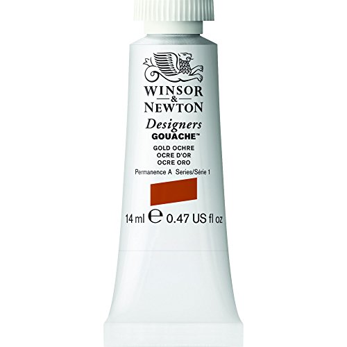 Winsor & Newton 605285 Designer Gouache - Goldocker, 14ml Tube - matte deckende Gouachefarben, Ideal für Gouachemalerei, Brillante, lichtechte Farben mit großer Deckkraft von Winsor & Newton