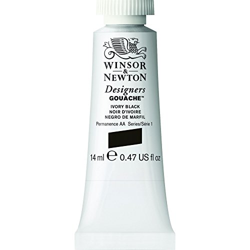 Winsor & Newton 605331 Designer Gouache - Elfenbeinschwarz, 14ml Tube - matte deckende Gouachefarben, Ideal für Gouachemalerei, Brillante, lichtechte Farben mit großer Deckkraft von Winsor & Newton