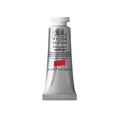 Winsor & Newton 605466 Designer Gouache - Permanent Alizarinkarmesin, 14ml Tube - matte deckende Gouachefarben, Ideal für Gouachemalerei, Brillante, lichtechte Farben mit großer Deckkraft von Winsor & Newton