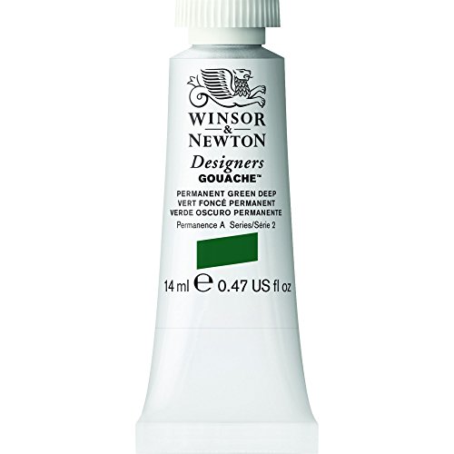 Winsor & Newton 605482 Designer Gouache - Permanentgrün Dunkel, 14ml Tube - matte deckende Gouachefarben, Ideal für Gouachemalerei, Brillante, lichtechte Farben mit großer Deckkraft von Winsor & Newton