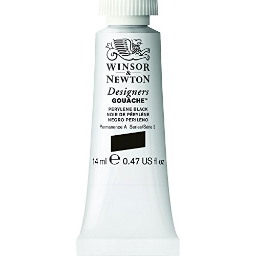 Winsor & Newton 605505 Designer Gouache - Perylene Schwarz, 14ml Tube - matte deckende Gouachefarben, Ideal für Gouachemalerei, Brillante, lichtechte Farben mit großer Deckkraft von Winsor & Newton