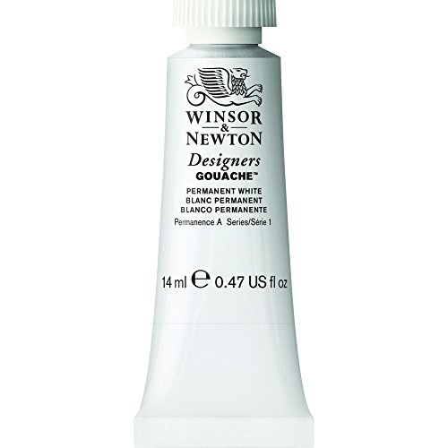 Winsor & Newton 605512 Designer Gouache - Permanentweiß, 14ml Tube - matte deckende Gouachefarben, Ideal für Gouachemalerei, Brillante, lichtechte Farben mit großer Deckkraft von Winsor & Newton