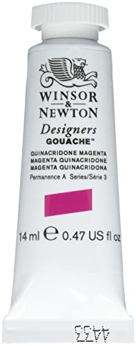 Winsor & Newton 605550 Designer Gouache - Quinacridone Magenta, 14ml Tube - matte deckende Gouachefarben, Ideal für Gouachemalerei, Brillante, lichtechte Farben mit großer Deckkraft von Winsor & Newton