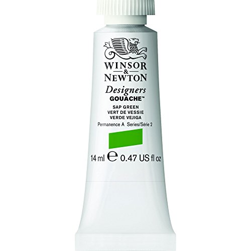 Winsor & Newton 605599 Designer Gouache - Saftgrün, 14ml Tube - matte deckende Gouachefarben, Ideal für Gouachemalerei, Brillante, lichtechte Farben mit großer Deckkraft von Winsor & Newton