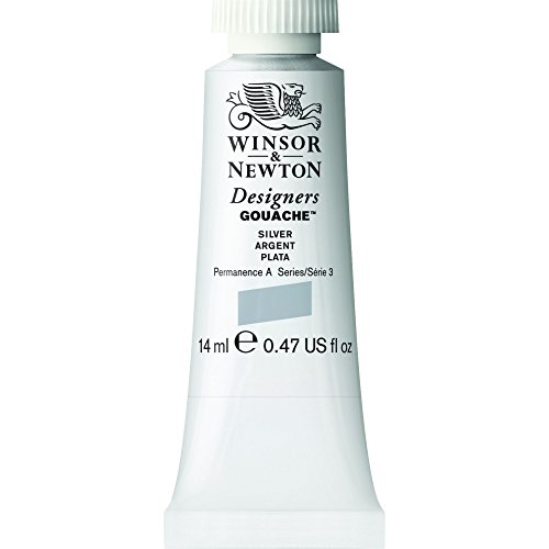 Winsor & Newton 605617 Designer Gouache - Silber, 14ml Tube - matte deckende Gouachefarben, Ideal für Gouachemalerei, Brillante, lichtechte Farben mit großer Deckkraft von Winsor & Newton