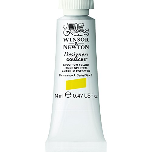 Winsor & Newton 605627 Designer Gouache - Spektrumgelb, 14ml Tube - matte deckende Gouachefarben, Ideal für Gouachemalerei, Brillante, lichtechte Farben mit großer Deckkraft von Winsor & Newton