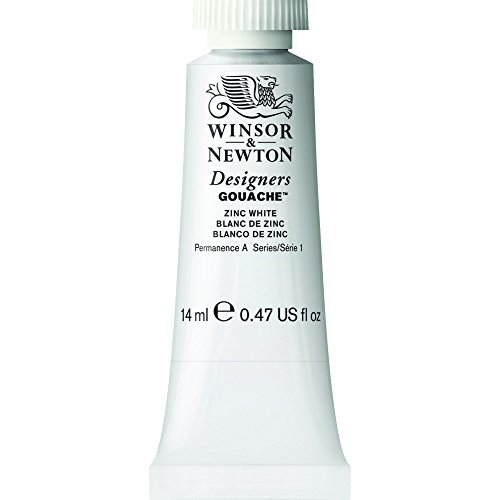 Winsor & Newton 605748 Designer Gouache - Zinkweiß, 14ml Tube - matte deckende Gouachefarben, Ideal für Gouachemalerei, Brillante, lichtechte Farben mit großer Deckkraft von Winsor & Newton