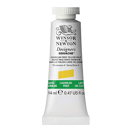 Winsor & Newton 605907 Designer Gouache - Kadmiumfrei Gelb Hell, 14ml Tube - matte deckende Gouachefarben, Ideal für Gouachemalerei, Brillante, lichtechte Farben mit großer Deckkraft von Winsor & Newton