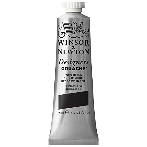 Winsor & Newton 614331 Designer Gouache - Elfenbeinschwarz, 37ml Tube - matte deckende Gouachefarben, Ideal für Gouachemalerei, Brillante, lichtechte Farben mit großer Deckkraft von Winsor & Newton