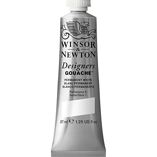 Winsor & Newton 614512 Designer Gouache - Permanentweiß, 37ml Tube - matte deckende Gouachefarben, Ideal für Gouachemalerei, Brillante, lichtechte Farben mit großer Deckkraft von Winsor & Newton