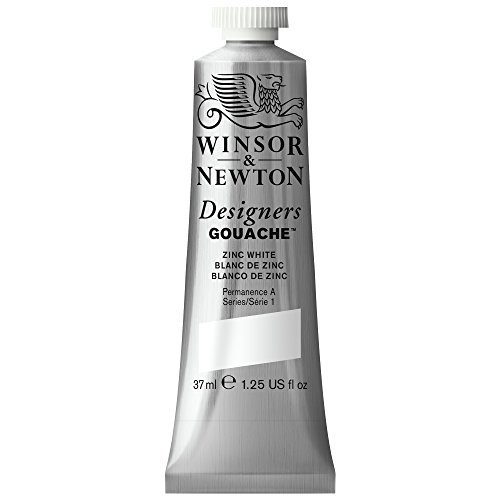 Winsor & Newton 614748 Designer Gouache - Zinkweiß, 37ml Tube - matte deckende Gouachefarben, Ideal für Gouachemalerei, Brillante, lichtechte Farben mit großer Deckkraft von Winsor & Newton