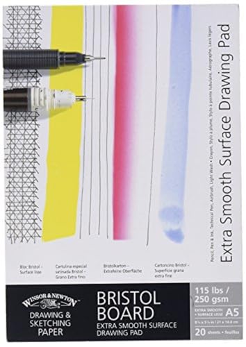 Winsor & Newton 6661541 extra glatter Zeichenblock, 20 Blatt Skizzenblock, kopfgeleimt, 250 g/m², DIN A5 von Winsor & Newton