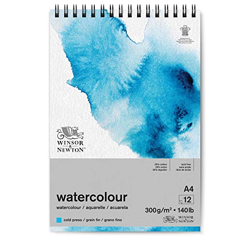 Winsor & Newton 6662579 Classic Aquarellpapier in Spiralbindung - 12 Blatt DIN A4, 300g/m², kaltgepresstes, leicht texturiertes weißes Papier in archivierbarer Qualität, gilbbeständig von Winsor & Newton