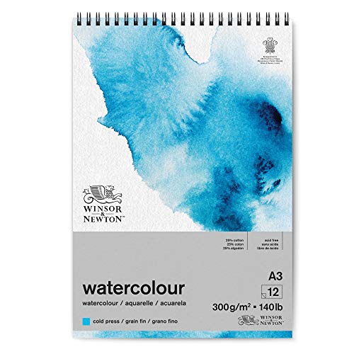 Winsor & Newton 6662580 Classic Aquarellpapier in Spiralbindung - 12 Blatt DIN A3, 300g/m², kaltgepresstes, leicht texturiertes weißes Papier in archivierbarer Qualität, gilbbeständig von Winsor & Newton