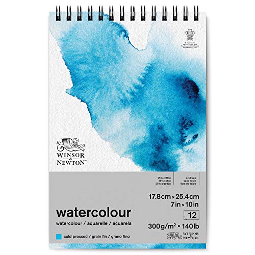 Winsor & Newton 6662581 Classic Aquarellpapier in Spiralbindung - 12 Blatt 17,8 x 25,4cm, 300g/m², kaltgepresstes, leicht texturiertes weißes Papier in archivierbarer Qualität, gilbbeständig von Winsor & Newton