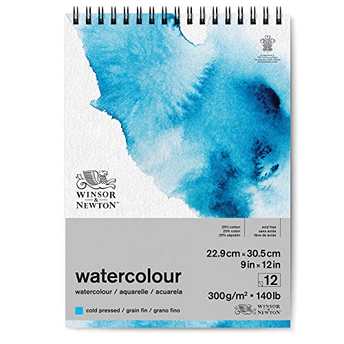 Winsor & Newton 6662582 Classic Aquarellpapier in Spiralbindung - 12 Blatt 22,9 x 31cm, 300g/m², kaltgepresstes, leicht texturiertes weißes Papier in archivierbarer Qualität, gilbbeständig von Winsor & Newton