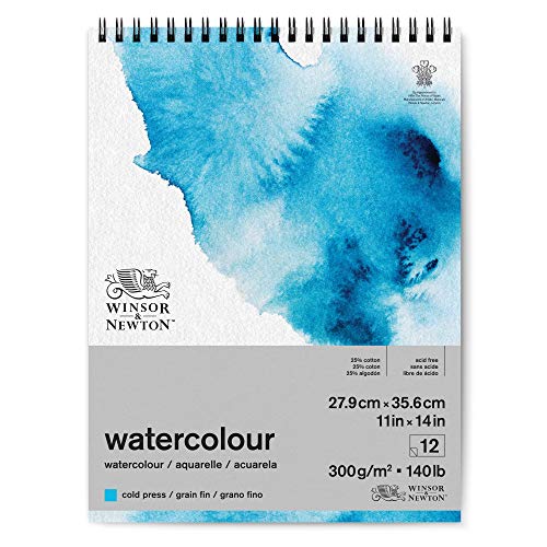 Winsor & Newton 6662583 Classic Aquarellpapier in Spiralbindung - 12 Blatt 25,4 x 35,6cm, 300g/m², kaltgepresstes, leicht texturiertes weißes Papier in archivierbarer Qualität, gilbbeständig von Winsor & Newton