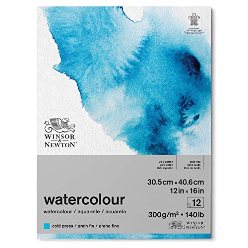 Winsor & Newton 6667004 Classic Aquarellpapier im Block - 12 Blatt 30,5 x 40,6cm , 300g/m²,geleimt, kaltgepresstes, leicht texturiertes weißes Papier in archivierbarer Qualität, gilbbeständig von Winsor & Newton