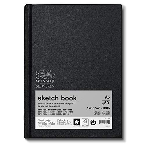 Winsor & Newton 6673006 Skizzenbuch mit 50 Blatt Skizzenpapier, 170 g/m², Hardcover gebunden mit Rückenleimung, mikroperforieten Blättern - A5 von Winsor & Newton