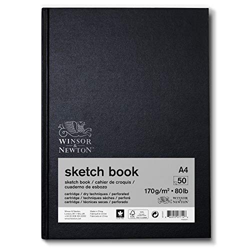 Winsor & Newton 6673007 Skizzenbuch mit 50 Blatt Skizzenpapier, 170 g/m², Hardcover gebunden mit Rückenleimung, mikroperforieten Blättern - A4 von Winsor & Newton