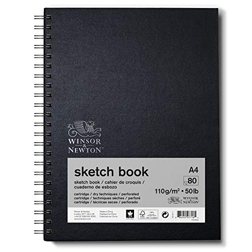 Winsor & Newton 6673011 Skizzenbuch mit 80 Blatt Skizzenpapier, 110 g/m², Hardcover gebunden mit Rückenleimung, mikroperforieten Blättern, Spiralgebunden - DIN A5 von Winsor & Newton