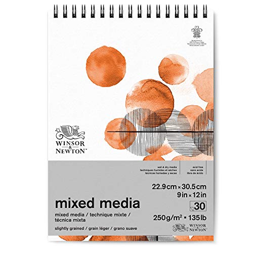 Winsor & Newton 6694006 Mixed Media Papier im Block- 30 Blatt 22,9 x 30,5cm, 250g/m², FSC, Säurefrei, ohne optische Aufheller, stabil und Alterungsbeständig für alle nassen und trockenen Techniken von Winsor & Newton