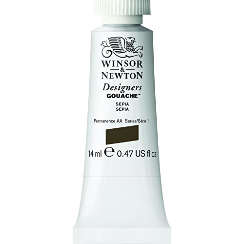 Winsor & Newton 8840588 Designer Gouache - Sepia, 14ml Tube - matte Gouachefarben, Ideal für Gouachemalerei, Brillante, lichtechte Gouache Farben mit großer Deckkraft von Winsor & Newton