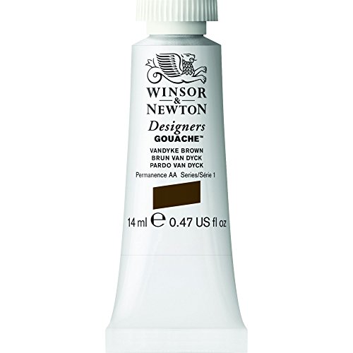 Winsor & Newton 8840590 Designer Gouache - Vandyke Braun, 14ml Tube - matte Gouachefarben, Ideal für Gouachemalerei, Brillante, lichtechte Gouache Farben mit großer Deckkraft von Winsor & Newton