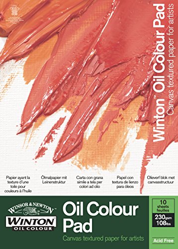 Winsor & Newton Ölmalblock, 10 Blatt Ölpapier mit Leinwandtextur, 230g/m² - 30,5x22,8cm von Winsor & Newton