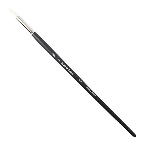 Winsor & Newton 5632006 Azanta Black natürlicher Schweineborstenpinsel für Ölfarben & Acrylfarben , gute Steifheit, ideal für körperreiche Farben, langer Stiel - Rundpinsel Nr.6 von Winsor & Newton