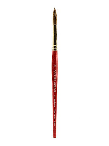 Winsor & Newton 5181710 Sceptre Gold II Künstler Aquarellpinsel mit hoher Farbtragekapazitat & exzellenter Sprungkraft, Serie 101 - Rundpinsel, kurzer Stiel, Nr.10 - 6,3mm von Winsor & Newton