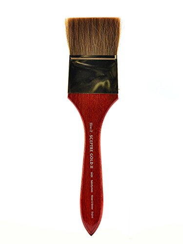 Winsor & Newton 5187777 Sceptre Gold II Künstler Aquarellpinsel mit hoher Farbtragekapazitat & exzellenter Sprungkraft, - Verwaschpinsel, kurzer Stiel, 50mm von Winsor & Newton