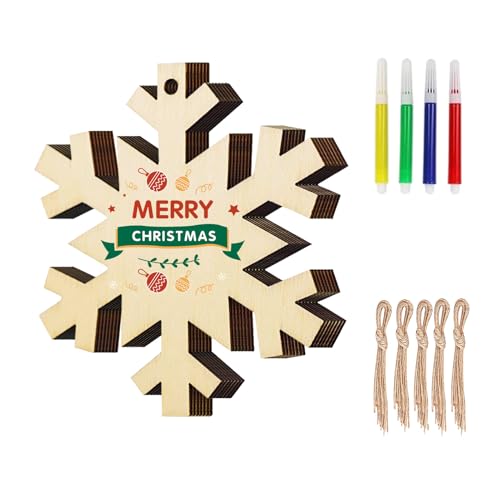 36 Stück Schneeflocken Holzanhänger Basteln Weihnachten Kinder mit Juteseil & Marker,DIY Weihnachten Deko Holz zum Bemalen Weihnachtsbaumschmuck Bastelset Weihnachtsbasteln kinder Weihnachtsdeko von Winwild