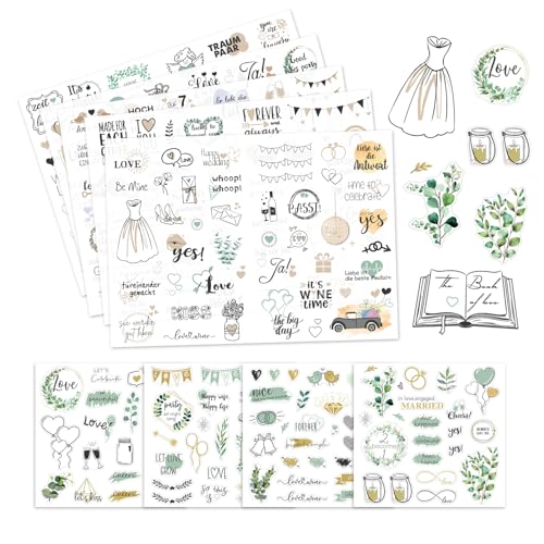 Eukalyptus Sticker Hochzeit Gästebuch (401 Motive),Aufkleber Fotoalbum Hochzeit Sticker Set Aufkleber Liebe Gästebuch Sticker Fotoalbum Wedding Sticker für Scrapbook oder Bullet Journal von Winwild