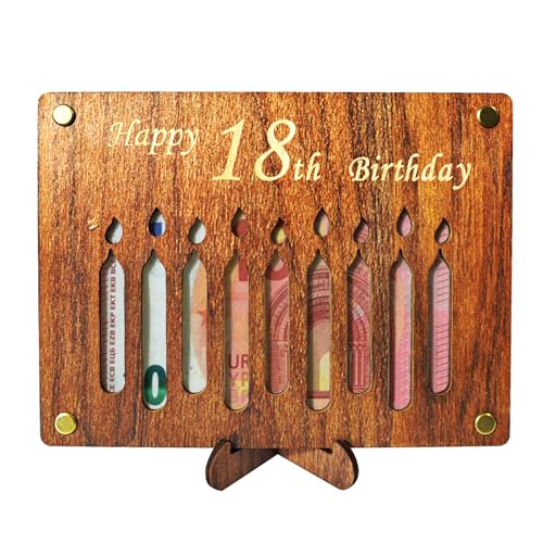 Winwild 18 Geldgeschenke Geburtstag Mädchen Junge- Happy Birthday - Kreatives 18 Geburtstag Geschenk Geldgeschenke Verpackung Geburtstagskarte aus Holz Geburtstag Tischdeko von Winwild