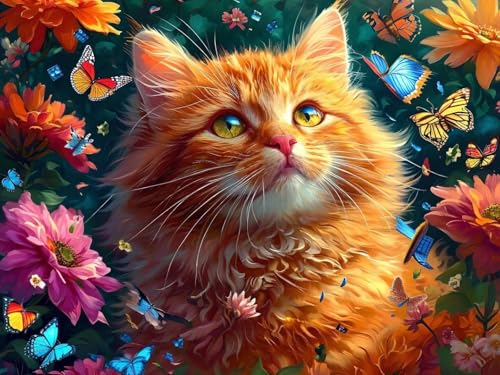 5D DIY Diamond Painting Erwachsene Katze Gelb Diamond Painting Kits, Diamond Painting Kinder, Crystal Art Stickerei Kreuzstich Home Wall Décor, Geschenke für Frauen Weihnachtsdeko 120x90cm t-3145 von Wionheng