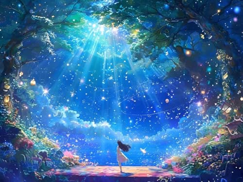 5D DIY Diamond Painting Erwachsene Starry Sky Woman Diamond Painting Kits, Diamond Painting Kinder, Crystal Art Stickerei Kreuzstich Home Wall Décor, Geschenke für Frauen Weihnachtsdeko 30x20cm t-4875 von Wionheng