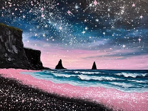 5D DIY Diamond Painting Erwachsene Strand Pink Diamond Painting Kits, Diamond Painting Kinder, Crystal Art Stickerei Kreuzstich Home Wall Décor, Geschenke für Frauen Weihnachtsdeko 30x20cm t-3830 von Wionheng