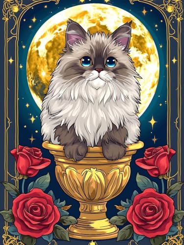 5D Diamond Painting Süße Katze Diamant Painting Bilder, Diamond Painting Erwachsene Groß XXL 100x150cm, Diamant Malerei Strass Stickerei Set für Wandeko Wohnzimmer, Weihnachten Geschenk A-4664 von Wionheng