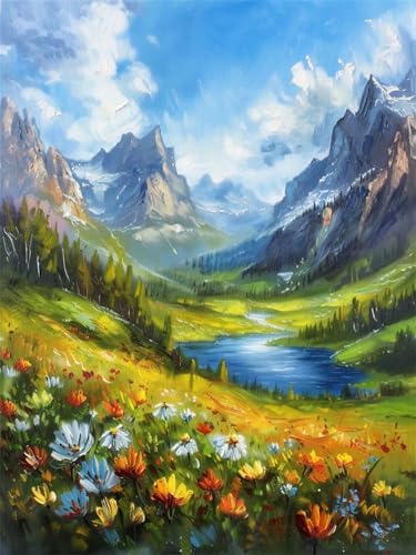 Malen Nach Zahlen Erwachsene Schneeberg Malen Nach Zahlen Blume Malen Nach Zahlen ab 7 8 9 10 Jahre Mädchen Geschenk, Paint by Numbers Groß Leinwand, 3 Pinsel und Acryl Farben Wanddeko 70x100cm t-8776 von Wionheng