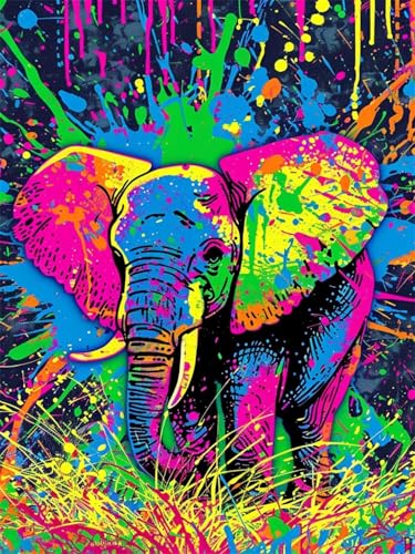 Malen Nach Zahlen Erwachsene Tier Malen Nach Zahlen Elefant Malen Nach Zahlen ab 7 8 9 10 Jahre Mädchen Geschenk, DIY Paint by Numbers Groß Leinwand, 3 Pinsel und Acryl Farben Wanddeko 35x50cm t-929 von Wionheng