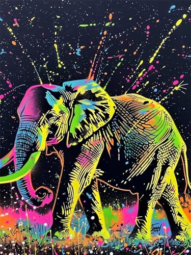 Malen Nach Zahlen Erwachsene Tier Malen Nach Zahlen Elefant Malen Nach Zahlen ab 7 8 9 10 Jahre Mädchen Geschenk, DIY Paint by Numbers Groß Leinwand, 3 Pinsel und Acryl Farben Wanddeko 35x50cm t-940 von Wionheng