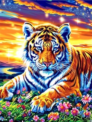 Malen Nach Zahlen Erwachsene Tier Malen Nach Zahlen Tiger Malen Nach Zahlen ab 7 8 9 10 Jahre Mädchen Geschenk, DIY Paint by Numbers Groß Leinwand, 3 Pinsel und Acryl Farben Wanddeko 50x70cm t-1195 von Wionheng