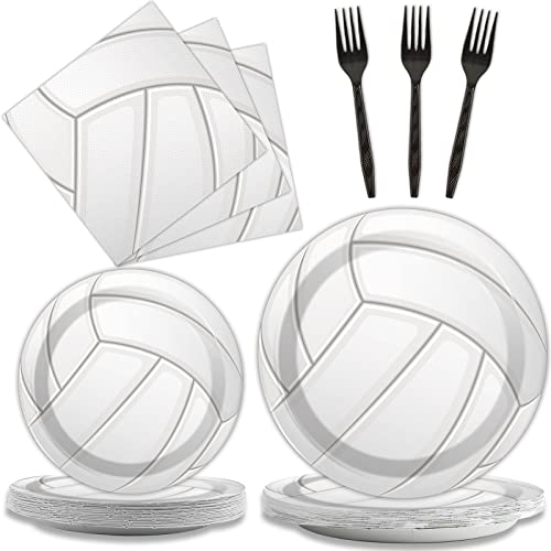 96pcs Volleyball Geburtstag Party Supplies Sport Pappteller Servietten Set Einweg Geschirr Kit Sport Thema Party Baby Shower Dekorationen Gefälligkeiten für Jungen, Servieren 24 von Wiooffen