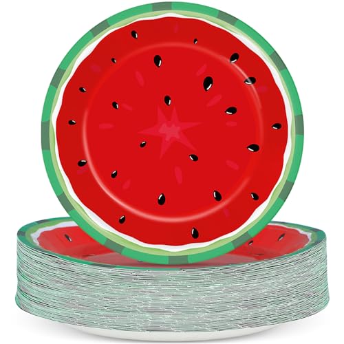 Wiooffen Wassermelonen-Partyzubehör, 22,9 cm, Pappteller, Wassermelonen-Thema, Geschirr-Set, Wassermelonen-Partydekorationen, Gastgeschenke für Kinder, Melone, Geburtstag, Babyparty, Sommer, Obst, von Wiooffen