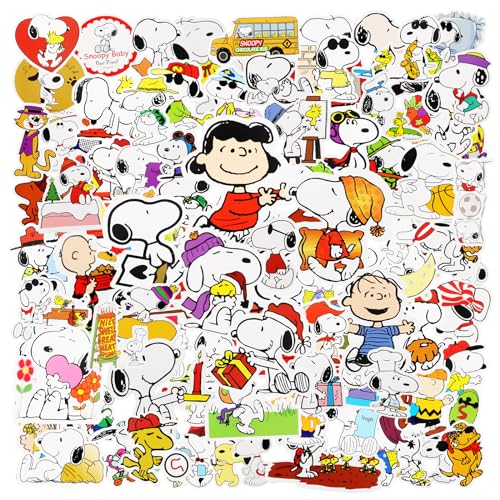 100 Stück Snoopy Aufkleber Wasserfeste Sticker Set, Anwendbar für Erwachsene und Kinder Skateboard Süßer Sticker, Laptop, Gepäck, Wasserbecher Aesthetic Aufkleber, Handyaufkleber von Wirhaut