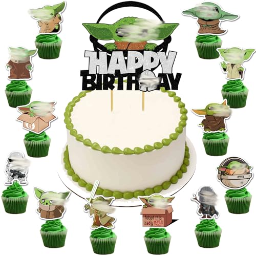 13 Stück Yod Tortendeko, Glitter Cupcake Toppers, Kinder Geburtstag Kuchen Dekoration, Happy Birthday Tortendeko, Cake Topper für Geburtstag Partydekorationen 13 Stück Yod Tortendeko, Glitter Cupcake Toppers, Kinder Geburtstag Kuchen Dekoration, Happy Birthday Tortendeko, Cake Topper für Geburtstag Partydekorationen von Wirhaut